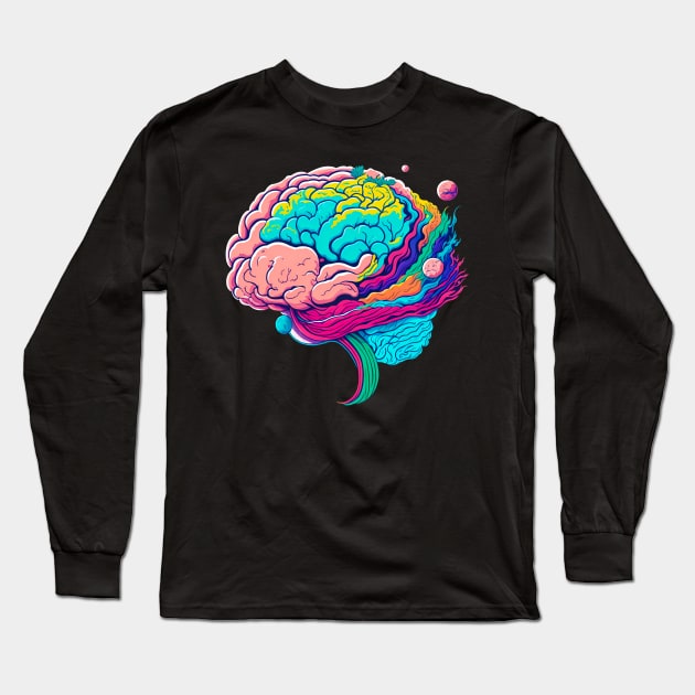 Brainbow - Brain with rainbow colors Long Sleeve T-Shirt by AnAzArt